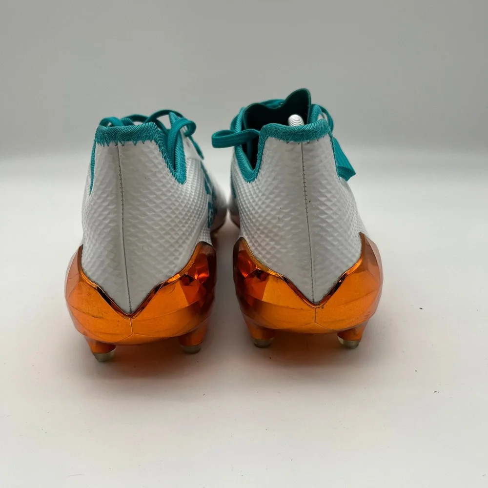 Adidas Adizero Football Cleats Mens White Teal Orange Metallic Chrome Low Top 14